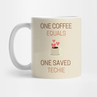 One Coffee Equals One Saved Techie Mug